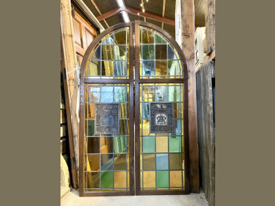 Dobbelt, buet forsatsramme m. blyindfattede glas