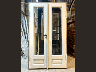 Dobbelt glasdør m. trukket glas