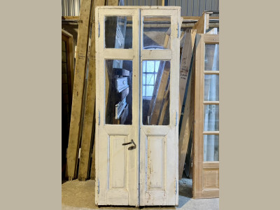 Høj/smal, dobbelt terrassedør m. blæst glas