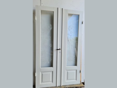 Dobbelt glasdør m. motiver