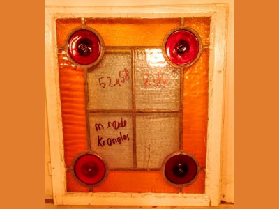 Blyindfattet vindue m. ægte kronglas