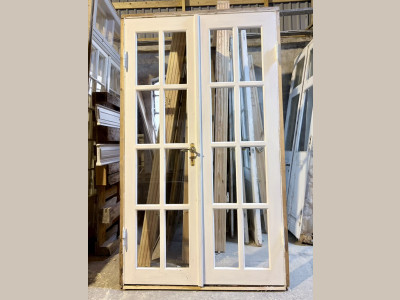 Original, dobbelt, fransk dør m. store ruder