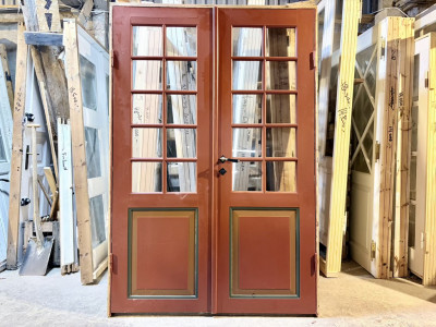 Original dobbeltdør m. glasparti og fine felter