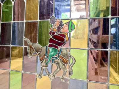Sjælden termorude m. blyindfattet motiv