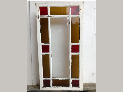 Verandavindue m. sprosser farvet, blæst glas